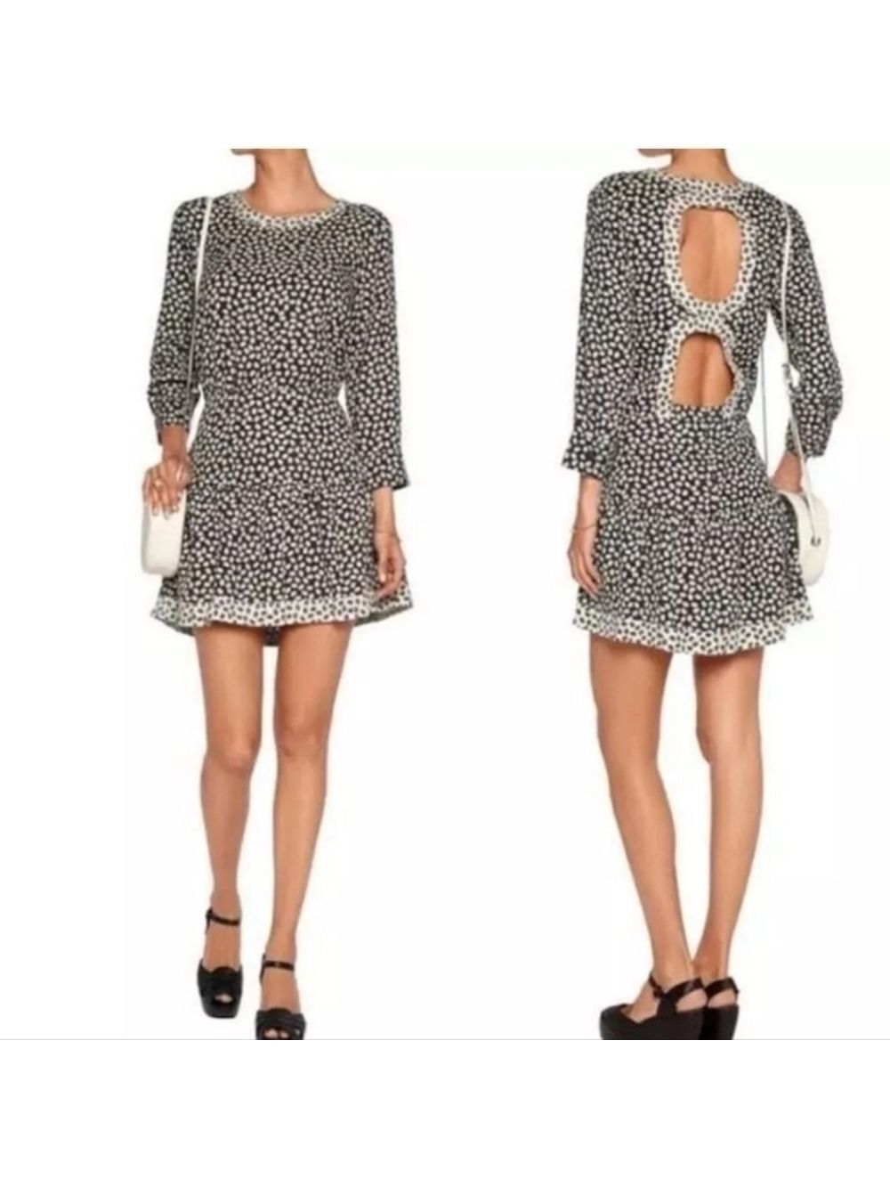 Current/Elliott Gray and White Mini Dress 0